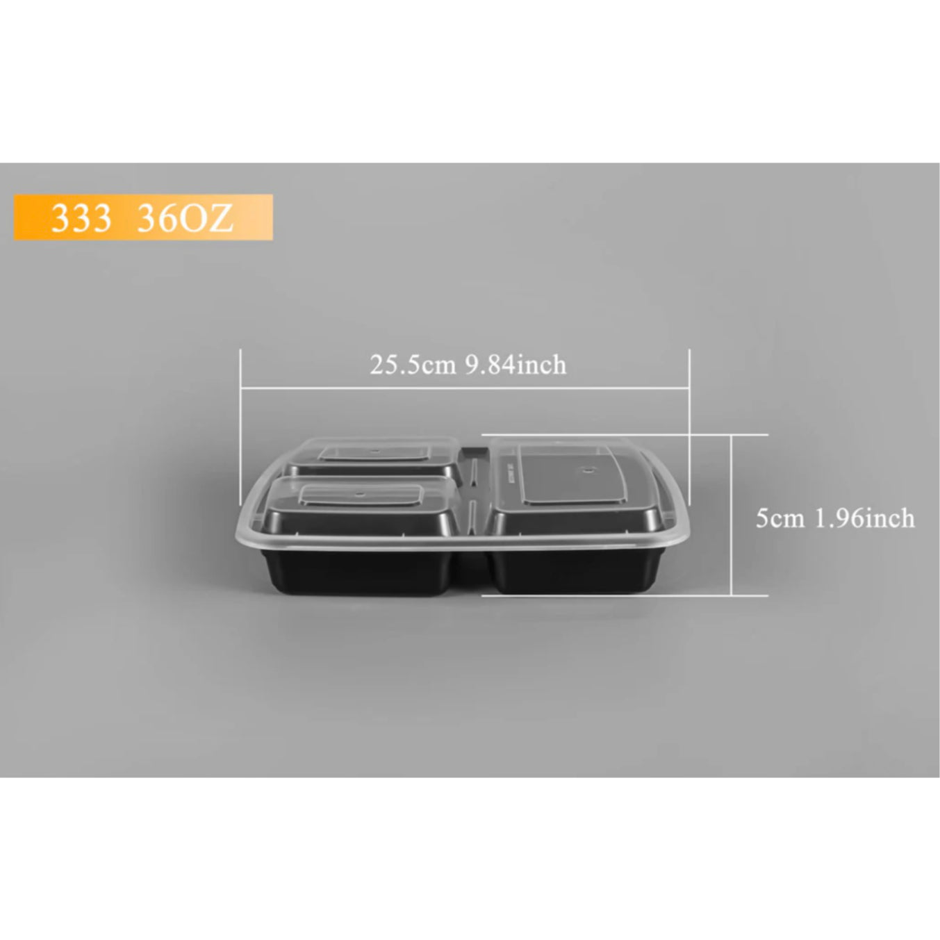 Black Rectangular Plastic Divider Tray With Lid 150 Count