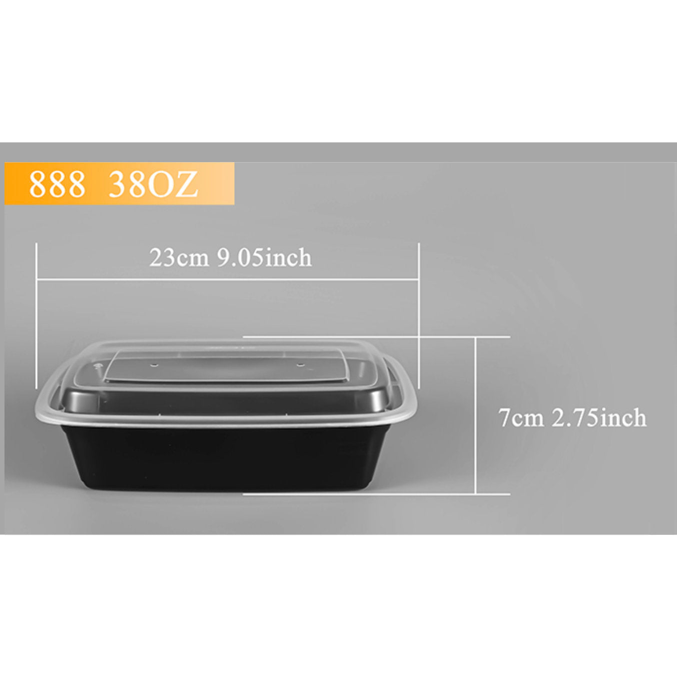 Black Rectangular Plastic Container With Lid 150 Count