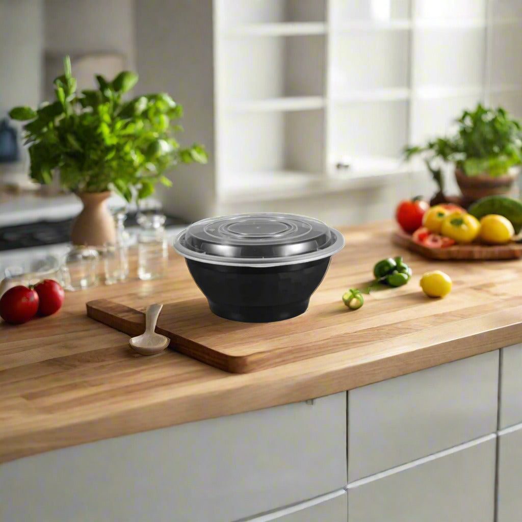 Black Noodle Bowls With Lid 150 Count
