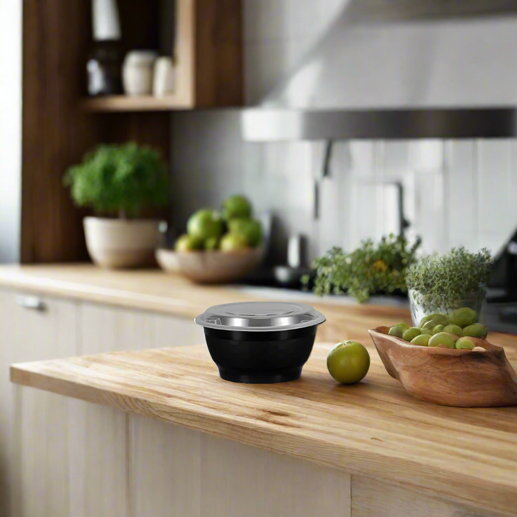 Black Noodle Bowls With Lid 150 Count