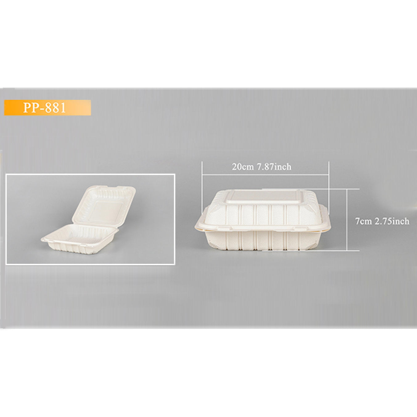 White Clampshell Container 3 Compartment 150 Count