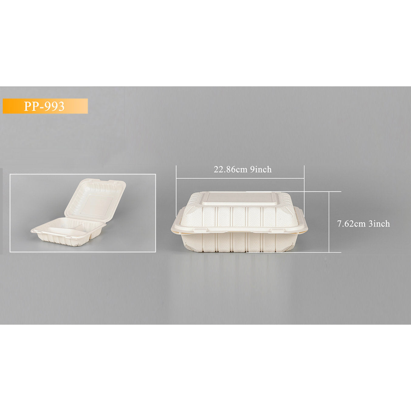 White Clampshell Container 3 Compartment 150 Count