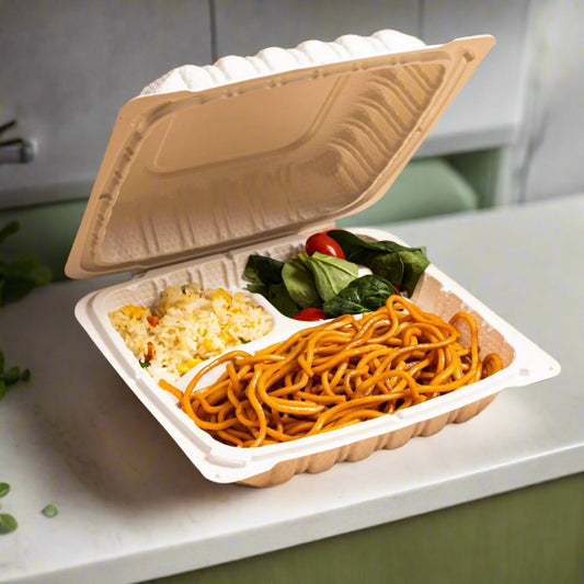 White Clampshell Container 3 Compartment 150 Count