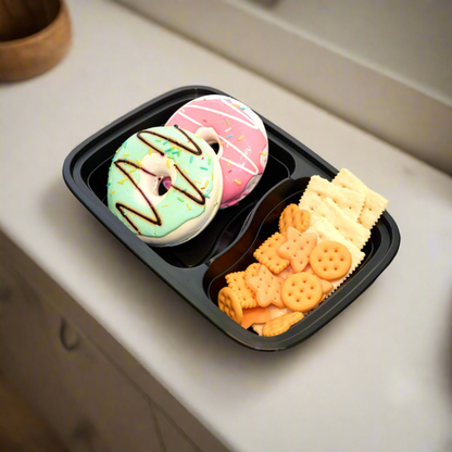 Black Rectangular Plastic Divider Tray With Lid 150 Count