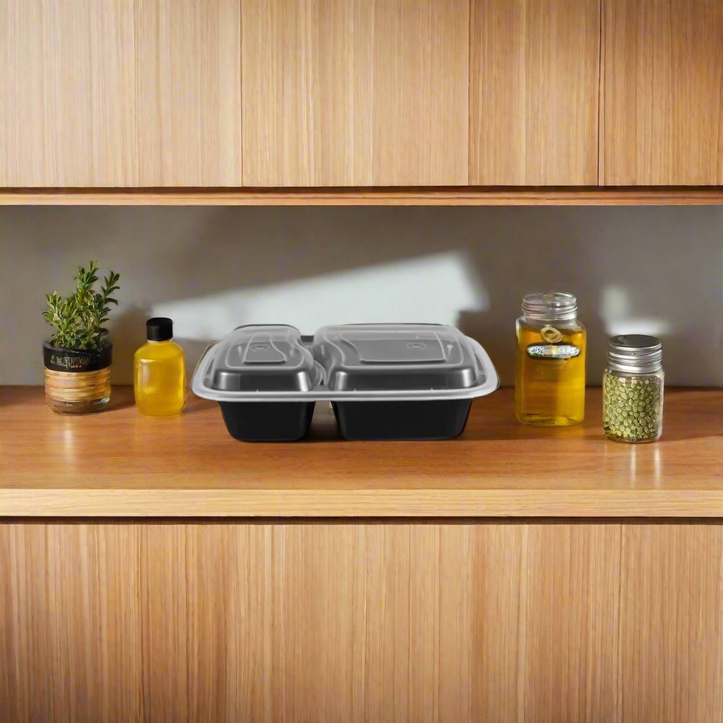 Black Rectangular Plastic Divider Tray With Lid 150 Count