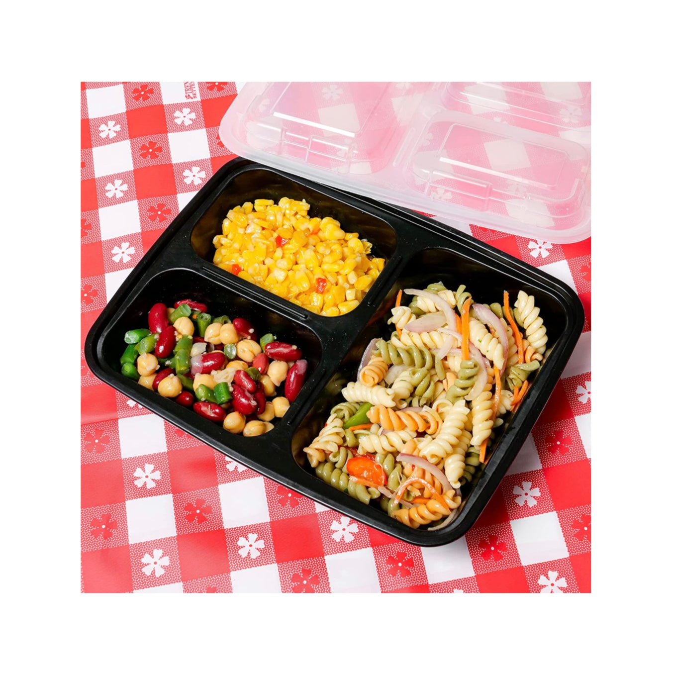 Black Rectangular Plastic Tray With Lid 150 Count