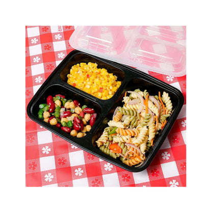 Black Rectangular Plastic Tray With Lid 150 Count