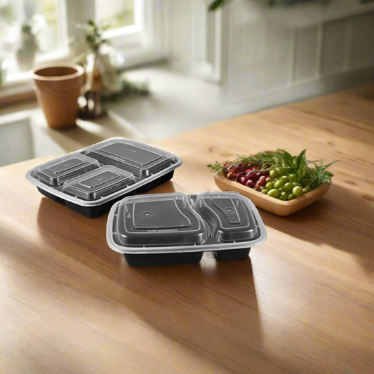 Black Rectangular Plastic Divider Tray With Lid 150 Count
