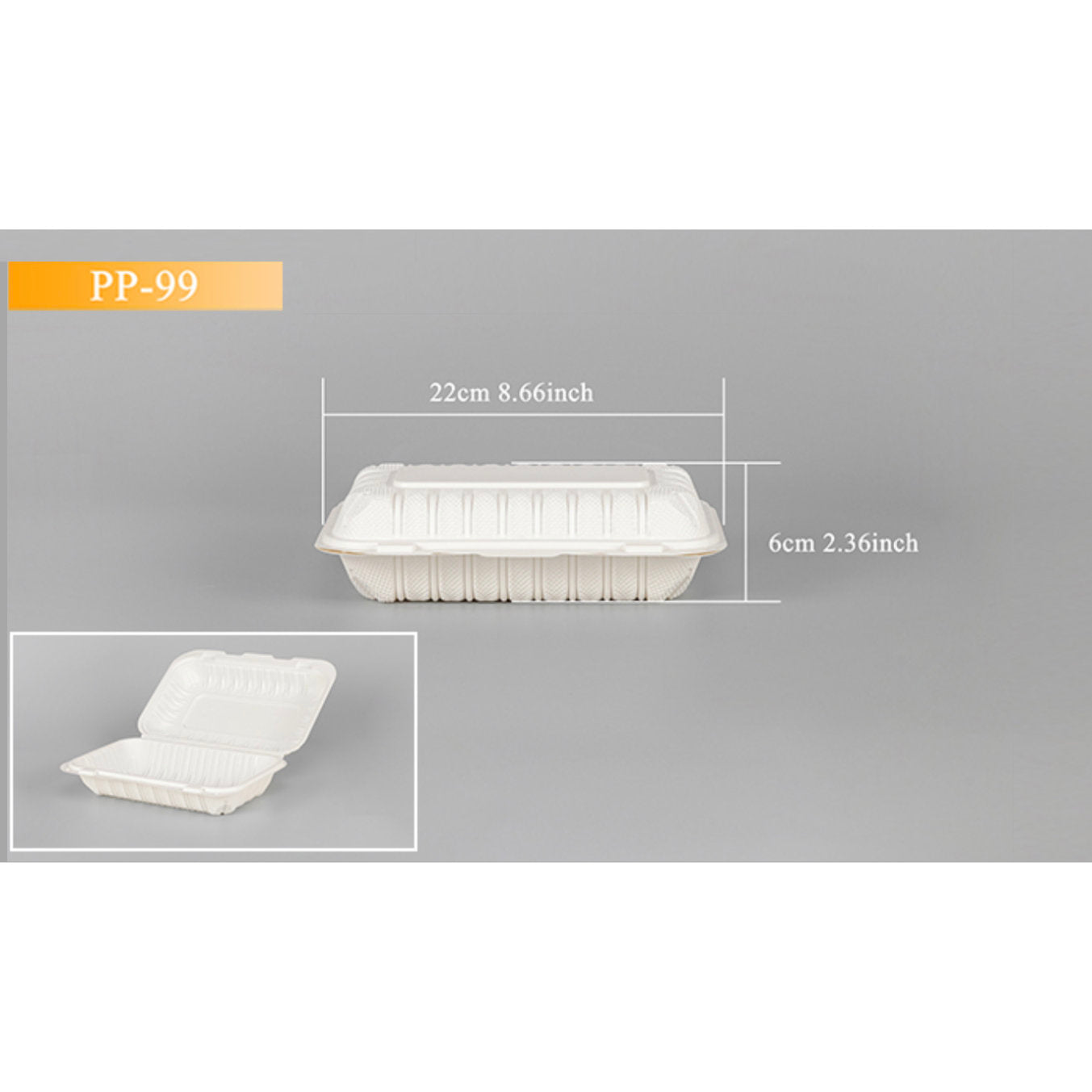 White Clampshell Container 3 Compartment 150 Count