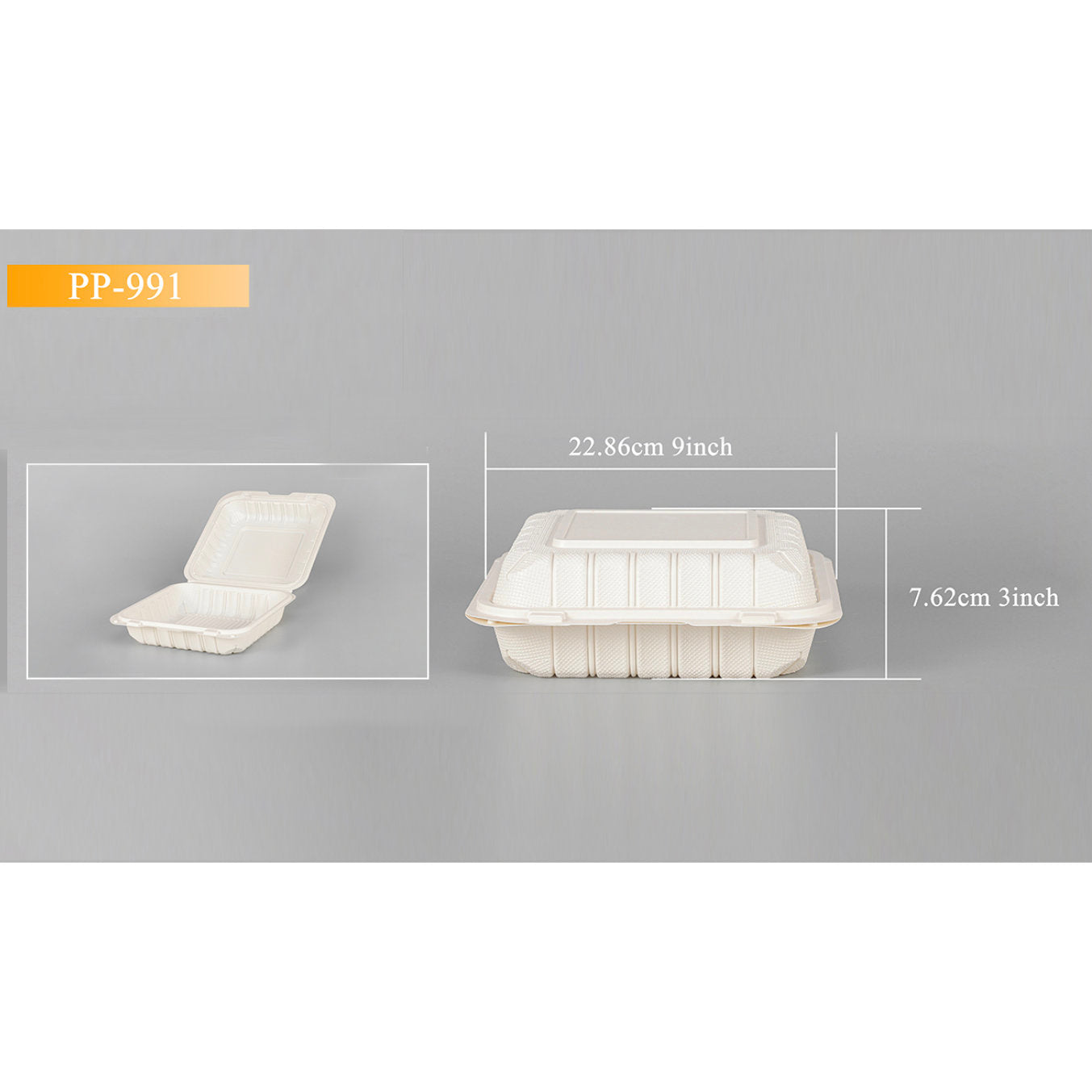 White Clampshell Container 3 Compartment 150 Count