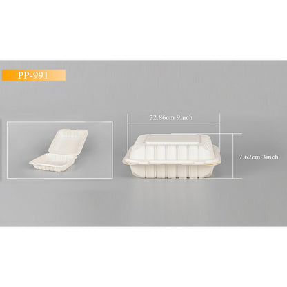 White Clampshell Container 3 Compartment 150 Count