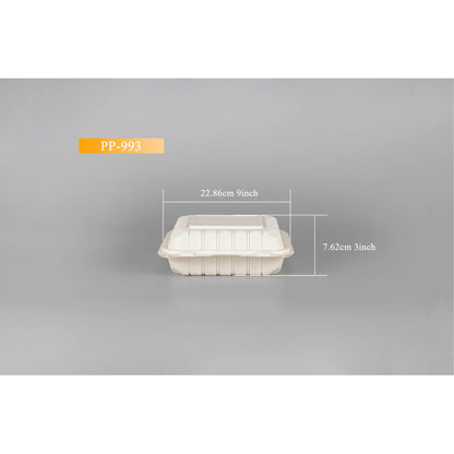 White Clampshell Container 3 Compartment 150 Count