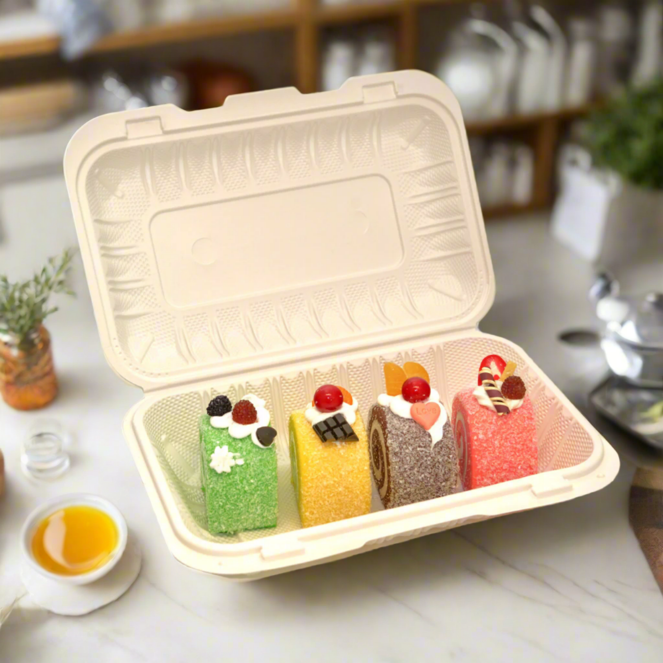 White Clampshell Container 3 Compartment 150 Count