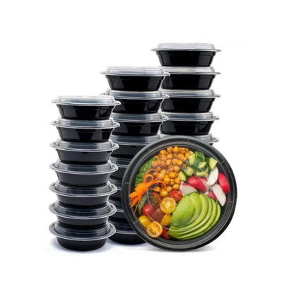 Black Round Bowls With Lid 150 Count