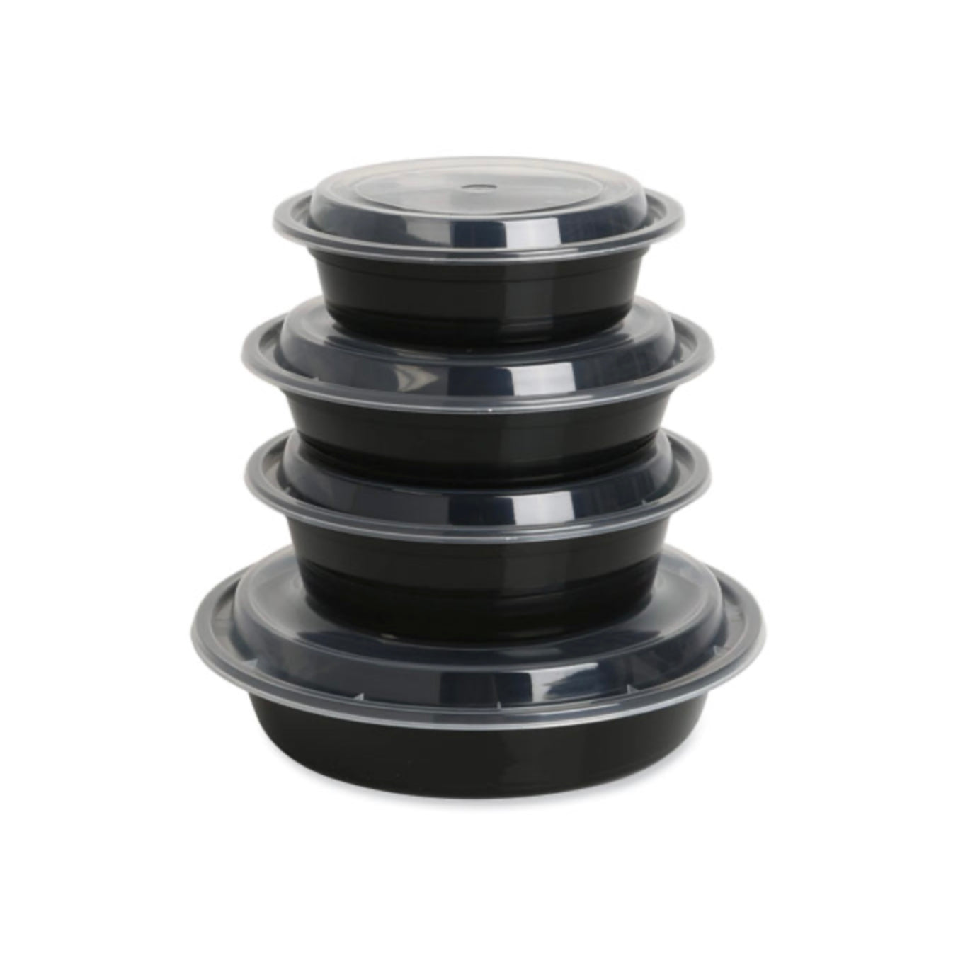 Black Round Bowls With Lid 150 Count