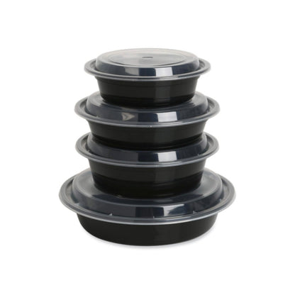 Black Round Bowls With Lid 150 Count