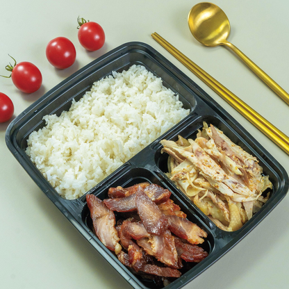 Black Rectangular Plastic Tray With Lid 150 Count